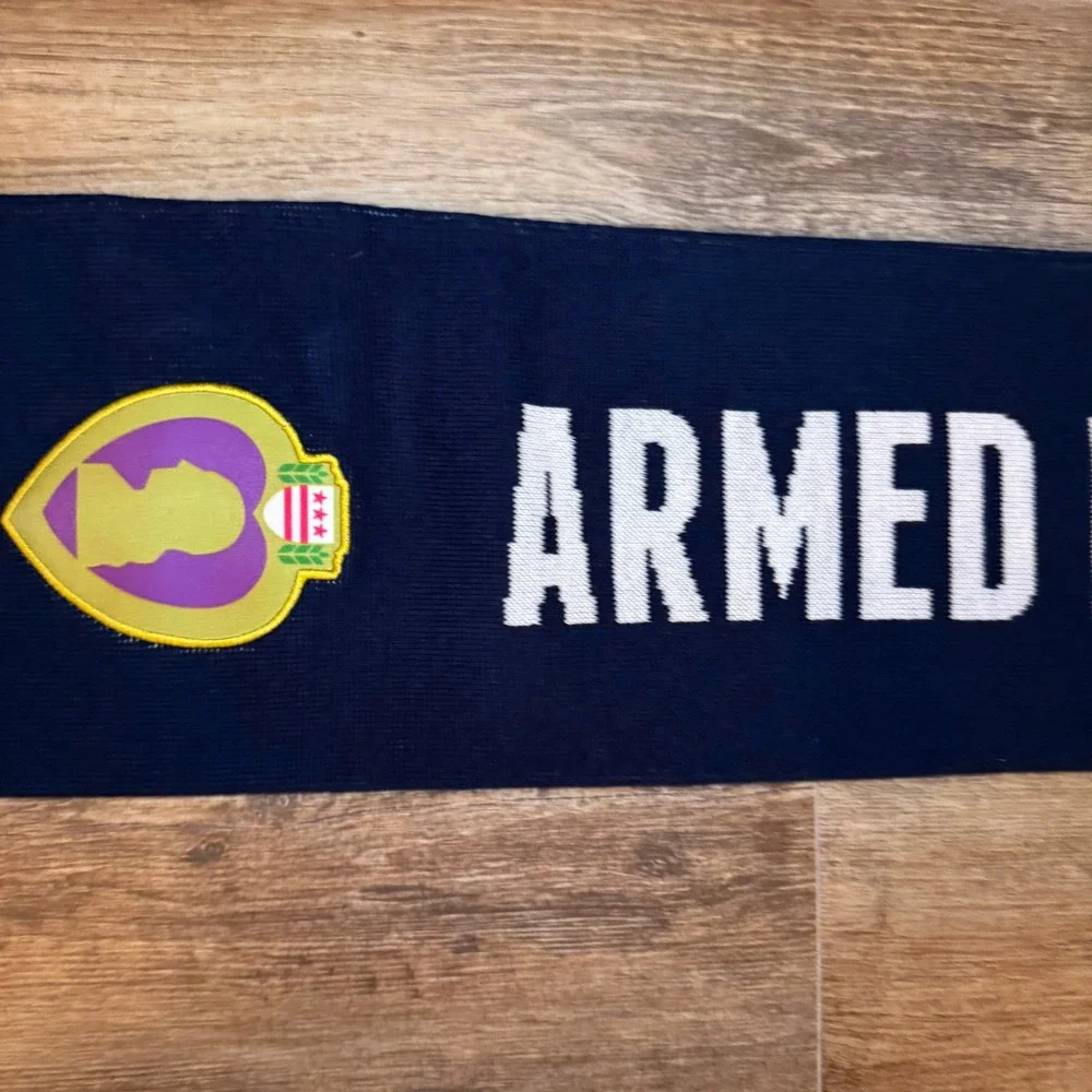 Armed Forces Bowl Scarf Navy‎ Blue Purple White Red Stripe Fringed